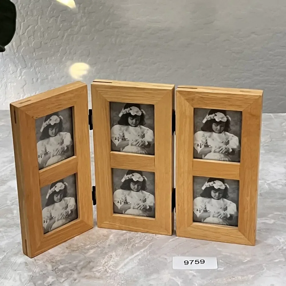 Three Panel Screen Wood Collage Photo Picture Frame Multi Picture 2x2.5